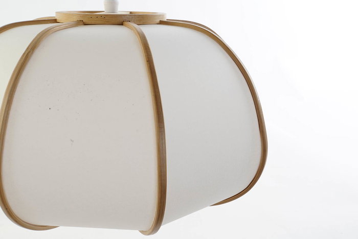 DKD Home Decor Lámpara de Techo Oriental Natural Blanco Bambú Poliéster 34 x 21 x 34 cm (2 Unidades)