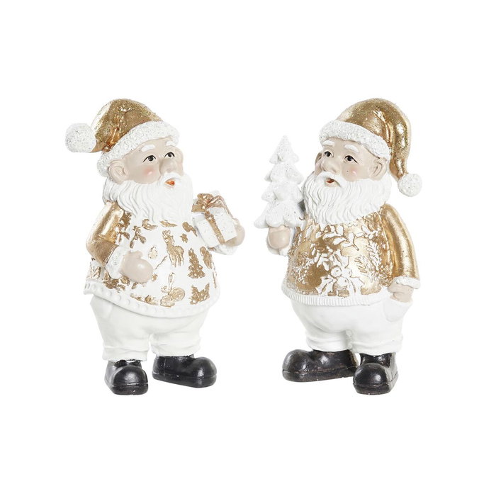 DKD Home Decor Figura de Santa Claus en Resina, Pack de 2, Dorado