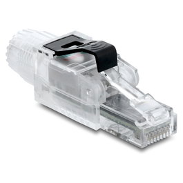 DeLOCK Conector RJ45 Cat.6A sin blindar transparente / negro en campo configurable