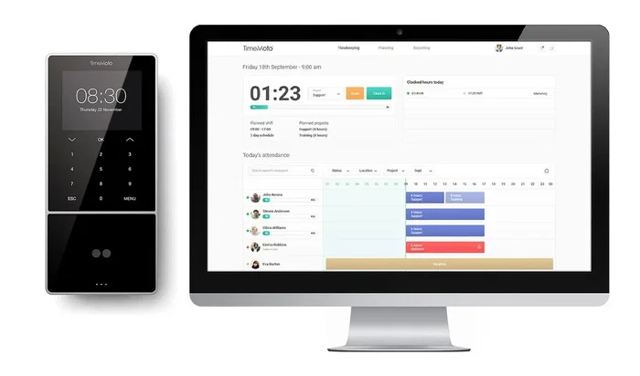 Safescan TM-838 SC Control de Presencia por Reconocimiento Facial con Pantalla TFT 3.5", Autenticación por Contraseña, Tarjeta y Ethernet para hasta 2000 Usuarios (Negro)