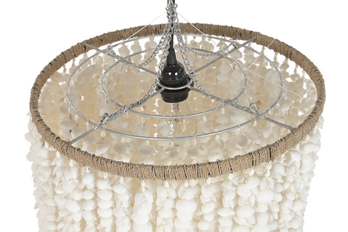 DKD Home Decor Lámpara de Techo de Conchas Hecha a Mano Blanco