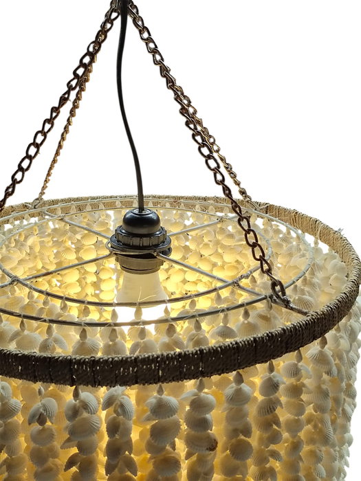 DKD Home Decor Lámpara de Techo de Conchas Hecha a Mano Blanco
