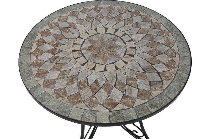 DKD Home Decor Mesa Redonda de Metal y Cerámica Negro