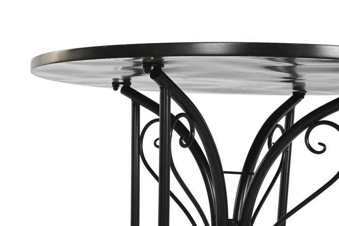 DKD Home Decor Mesa Redonda de Metal y Cerámica Negro