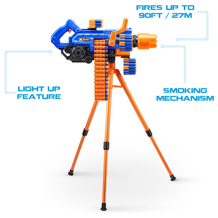ZURU XSHOT Insanity Blaster Smoke N Barrel - Pistola de juguete con 72 darts, alcance 30m, para ninos 8+ (Ref: 36823)