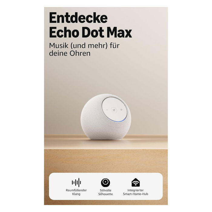 Amazon Echo Dot Max (2025) Altavoz Inteligente Esférico Inalámbrico Blanco con Alexa