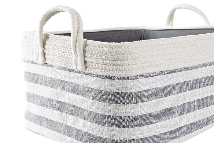 DKD Home Decor Set de 2 Cestas de Algodón Gris y Blanco DKD Home Decor Set de 2 Cestas de Algodón Gris y Blanco