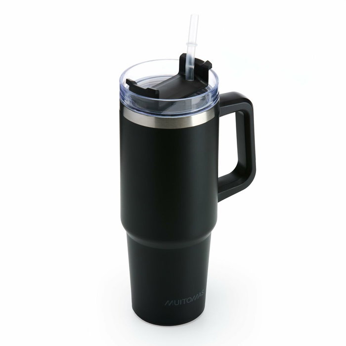 Botella de Agua Muitomas Negro Acero Inoxidable