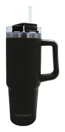 Muitomas TRAVELMUG900BK Taza de viaje con asa 900 ml negro, acero inoxidable de doble pared a prueba de fugas