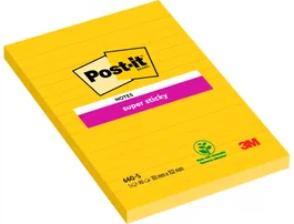 Post-it Bloc de notas adhesivas Super Sticky rayado amarillo ultra 101x152 mm
