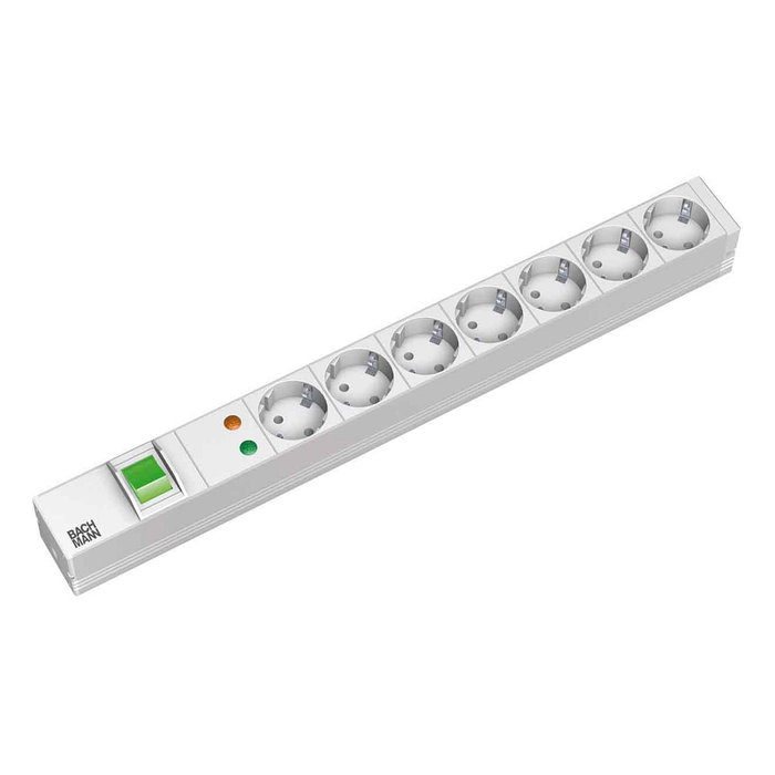 Bachmann Regleta de enchufes 19 pulgadas con 7 salidas Schuko y cable de 2 m Bachmann Regleta de enchufes 19 pulgadas con 7 salidas Schuko y cable de 2 m
