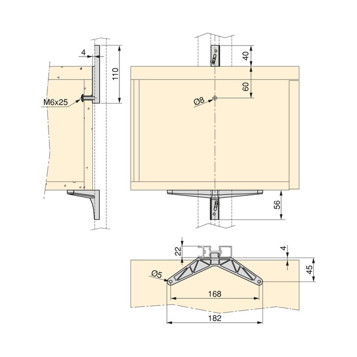 Emuca Kit de soportes para 1 estante de madera, 1 módulo y 1 barra de colgar de longitud 1m Zero, Zamak, Pintado color negro texturizado