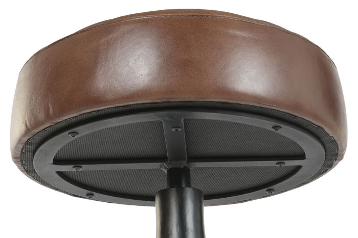 DKD Home Decor Taburete Vintage Giratorio en Piel - Hierro, 36x76x36 cm, Color Negro o Marrón