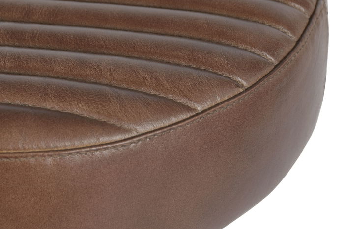 DKD Home Decor Taburete Vintage Giratorio en Piel - Hierro, 36x76x36 cm, Color Negro o Marrón