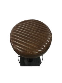 DKD Home Decor Taburete Vintage Giratorio en Piel - Hierro, 36x76x36 cm, Color Negro o Marrón