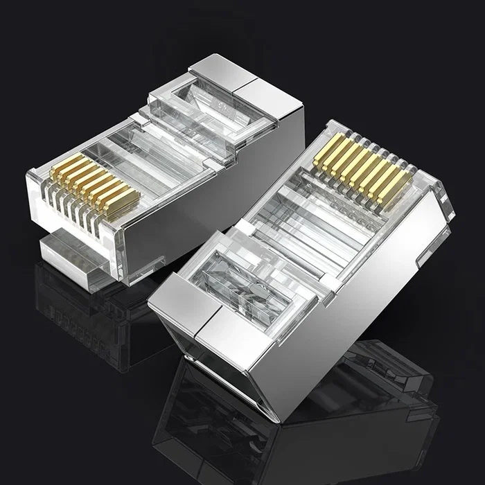 Vention IDCR0-100 Conector RJ-45 Cat.6 FTP, Macho Derecho, Metal y PC, Color Plata Transparente, 100 Unidades