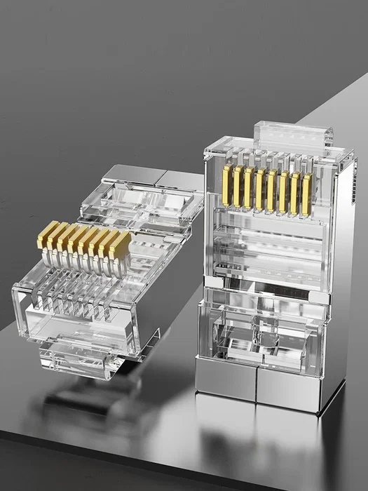 Vention IDCR0-100 Conector RJ-45 Cat.6 FTP, Macho Derecho, Metal y PC, Color Plata Transparente, 100 Unidades