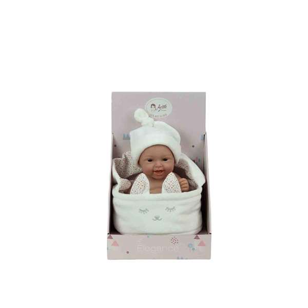 Muñecas Arias Elegance - Muñeca Lupi Beige de 26 cm con Canastilla, Cuerpo de Vinyl Muñecas Arias Elegance - Muñeca Lupi Beige de 26 cm con Canastilla, Cuerpo de Vinyl