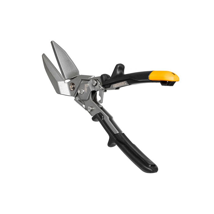 Toughbuilt Tijera Cortachapa, Corte Recto Largo, Hojas Inclinadas, para Acero Inoxidable hasta 0.76 mm y Laminado en Frío hasta 1.21 mm, Mecanismo de Resorte, Agarre Ergonómico