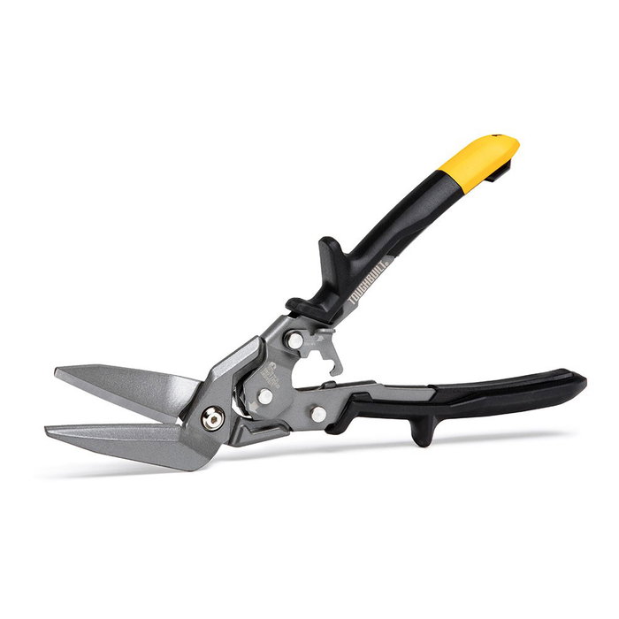 Toughbuilt Tijera Cortachapa, Corte Recto Largo, Hojas Inclinadas, para Acero Inoxidable hasta 0.76 mm y Laminado en Frío hasta 1.21 mm, Mecanismo de Resorte, Agarre Ergonómico