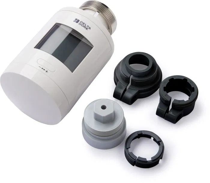 Delta Dore TRV 1.0 Adapt - Cabezal Termostático con Adaptadores - Calefacción Conectada, Programación y Control por Voz