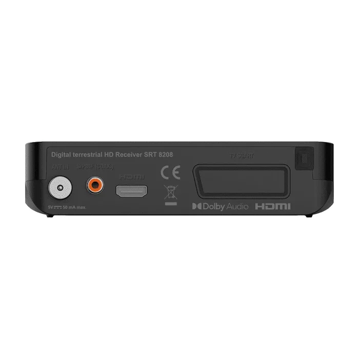 Strong Receptor Digital TDT SRT 8208 HD con DVB-T2, HEVC H.265, Ethernet, USB para Grabar, Grabación en Directo, EPG 7 Días, Salida HDMI, Negro