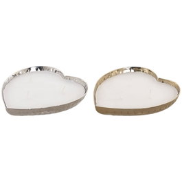 DKD Home Decor Vela Corazon Dorado Plateado Cera Parafina Aluminio 18 x 3.5 x 18 cm 2 Unidades 3 Mechas Duracion 12h