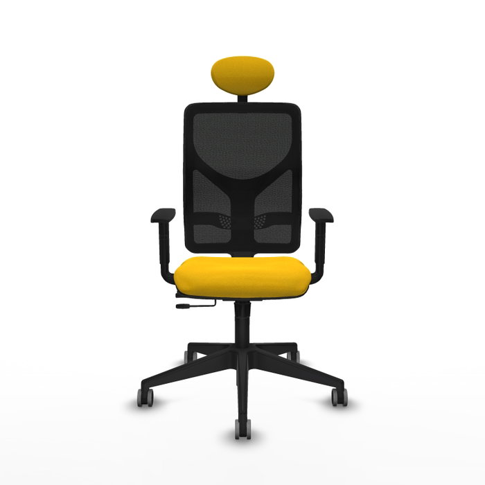 PIQUERAS Y CRESPO Silla de oficina Motilla con mecanismo Sincro/Traslack, Amarillo y Negro