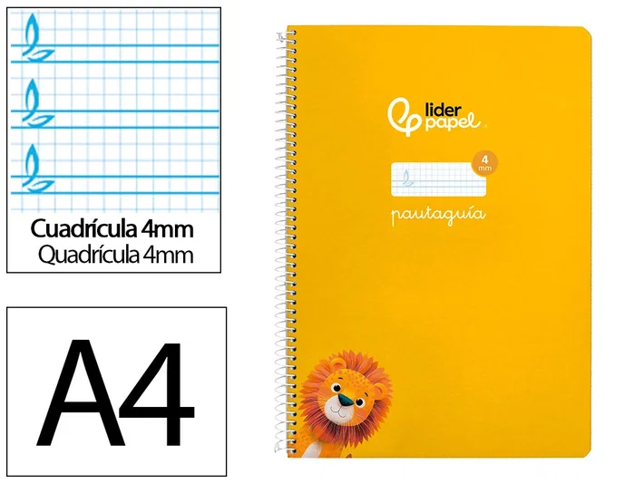 Liderpapel Cuaderno espiral Pautaguía A4 tapa dura amarillo Liderpapel Cuaderno espiral Pautaguía A4 tapa dura amarillo