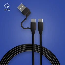 Blade Gaming Cable USB-C a USB-C de 3m FT0042 para PS5 DualSense, Carga y Datos, Incluye Adaptador USB-A
