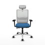 PIQUERAS Y CRESPO Silla de oficina Haches con mecanismo Sincro/Traslack, Azul claro y Blanco