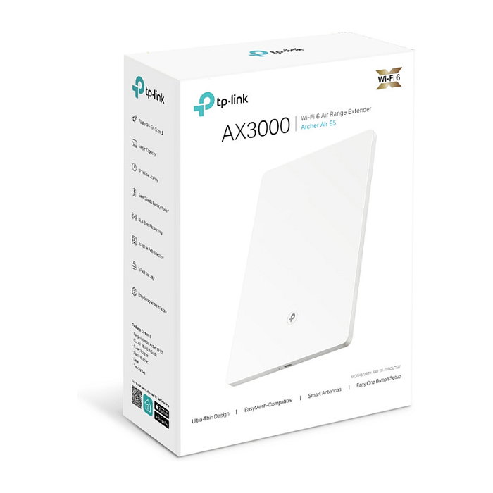 TP-Link Archer Air E5 AX3000 Extensor de Red Wi-Fi 6 Blanco Montaje en Pared 2976 Mbit/s TP-Link Archer Air E5 AX3000 Extensor de Red Wi-Fi 6 Blanco Montaje en Pared 2976 Mbit/s