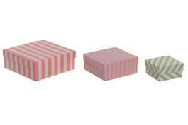 DKD Home Decor Set de 3 Cajas de Cartón Multicolor Bella Vita