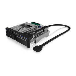 ICY BOX IB-174SSK-U Bandeja para Discos Duros SATA/SAS, 1x 2.5" + 1x 3.5" a 2x SATA, para Bahía de 5.25", Hot-Swap, Aluminio Negro