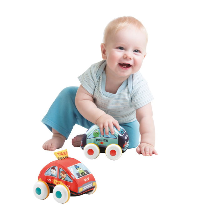 Tachan Pack Coches de Tela Oficios Policía Taxi Pullback +12 Meses