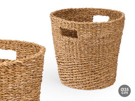 Giftdecor Cesto Cónico con Asas 35 cm Diámetro x 32 cm Alto, Marrón, Alga de Mar (Set de 4)