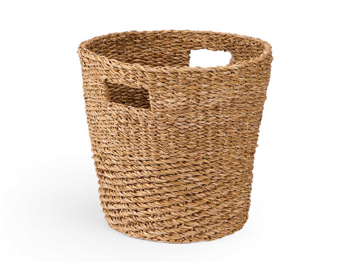 Giftdecor Cesto Cónico con Asas 35 cm Diámetro x 32 cm Alto, Marrón, Alga de Mar (Set de 4)