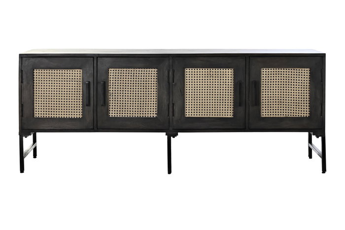 DKD Home Decor Buffet Balines Marron Mango Ratan 4 Puertas 155 x 40 x 61.5 cm