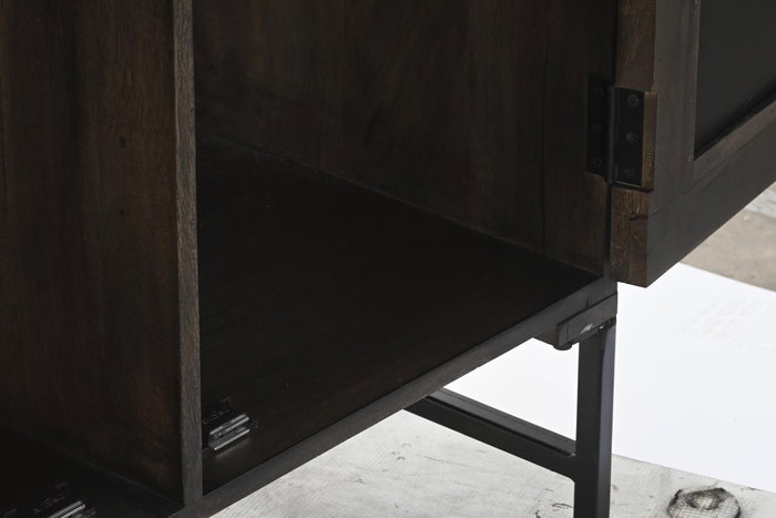 DKD Home Decor Buffet Balines Marron Mango Ratan 4 Puertas 155 x 40 x 61.5 cm