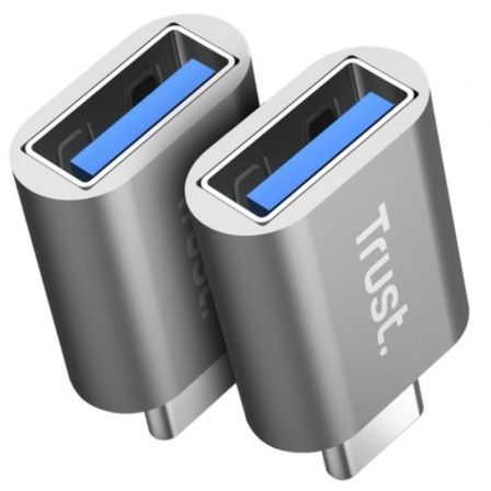 Trust Adaptador USB-C 3.2 Macho a USB 3.2 Tipo A Hembra 10Gb/s - Pack de 2 Unidades - Negro