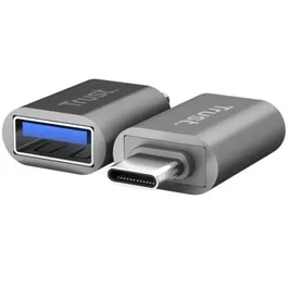 Trust Adaptador USB-C 3.2 Macho a USB 3.2 Tipo A Hembra 10Gb/s - Pack de 2 Unidades - Negro