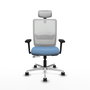 PIQUERAS Y CRESPO Silla de oficina Haches con mecanismo Sincro/Traslack Azul cielo y Blanco