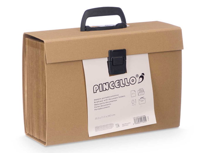 Maletín Compartimentos Kraft Asa Pincello 35.5 x 13.2 x 2.6 cm Marrón (Set de 6)