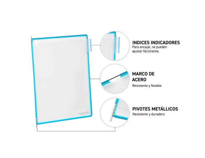 Djois Portacatalogo de pared con 10 fundas DIN A4 azul
