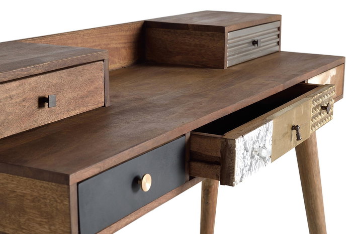 GINER Y COLOMER Escritorio de Madera de Mango con Cajones en Diferentes Acabados, 88x130x45 cm