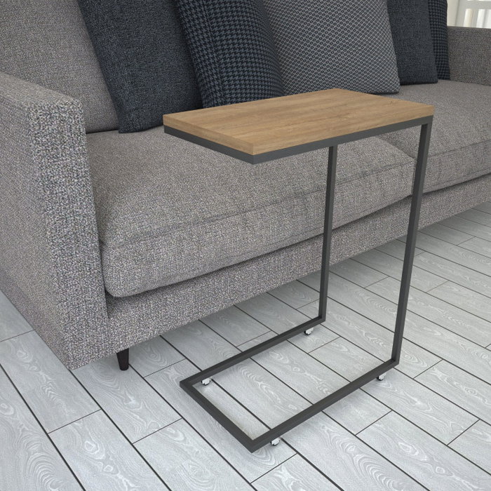 Hanah Home Callen Mesa Auxiliar Roble Tablero Partículas Melaminado Metálicas Ruedas 46x62x26cm Hanah Home Callen Mesa Auxiliar Roble Tablero Partículas Melaminado Metálicas Ruedas 46x62x26cm