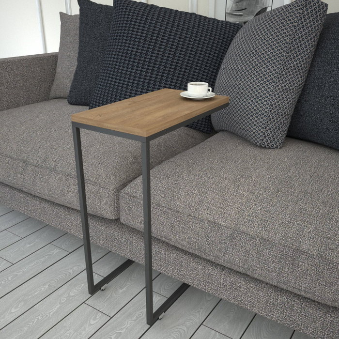 Hanah Home Callen Mesa Auxiliar Roble Tablero Partículas Melaminado Metálicas Ruedas 46x62x26cm Hanah Home Callen Mesa Auxiliar Roble Tablero Partículas Melaminado Metálicas Ruedas 46x62x26cm