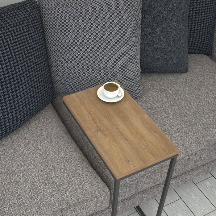 Hanah Home Callen Mesa Auxiliar Roble Tablero Partículas Melaminado Metálicas Ruedas 46x62x26cm Hanah Home Callen Mesa Auxiliar Roble Tablero Partículas Melaminado Metálicas Ruedas 46x62x26cm