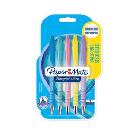 Boligrafo Paper Mate Retractil Flexgrip Pastel Blister De 5 (Tinta Negro)