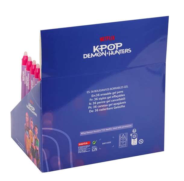 Safta Bolígrafos Borrables K-pop Demon Hunters Stationery Expositor de 24 unidades Safta Bolígrafos Borrables K-pop Demon Hunters Stationery Expositor de 24 unidades